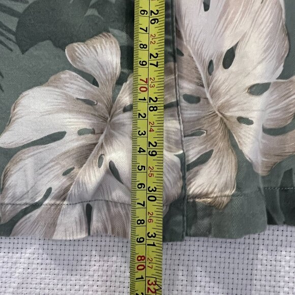 Caribbean Joe‎ XXL Hawaiian Shirt Green Floral Silk Rayon Tropical Button Up - Picture 5 of 6